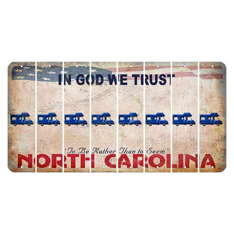 North Carolina In God We Trust Cut License Plate Strips (Set of 8) Camper