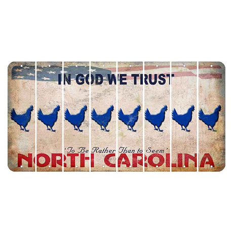 North Carolina In God We Trust Cut License Plate Strips (Set of 8) Chicken