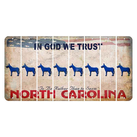 North Carolina In God We Trust Cut License Plate Strips (Set of 8) Donkey