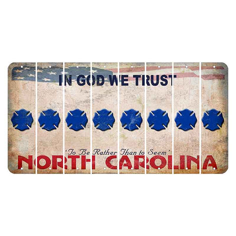 North Carolina In God We Trust Cut License Plate Strips (Set of 8) Fire Badge