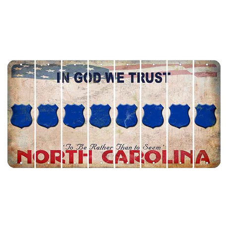 North Carolina In God We Trust Cut License Plate Strips (Set of 8) Police Badge