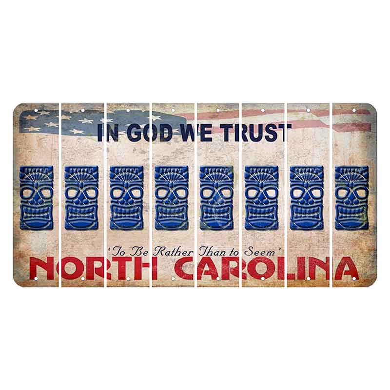 North Carolina In God We Trust Cut License Plate Strips (Set of 8) Tiki
