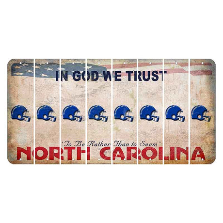 North Carolina In God We Trust Cut License Plate Strips (Set of 8) Football Helmet