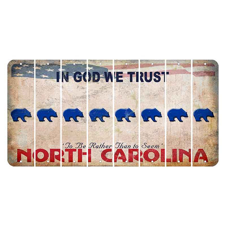 North Carolina In God We Trust Cut License Plate Strips (Set of 8) Bear