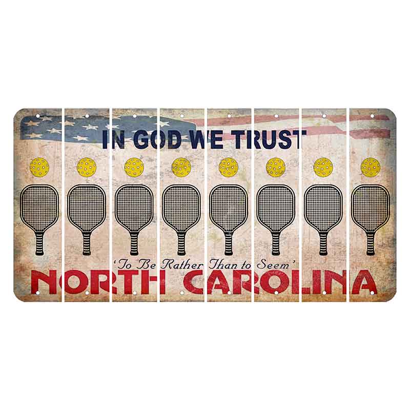 North Carolina In God We Trust Cut License Plate Strips (Set of 8) Pickleball