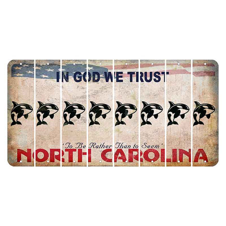 North Carolina In God We Trust Cut License Plate Strips (Set of 8) Whale