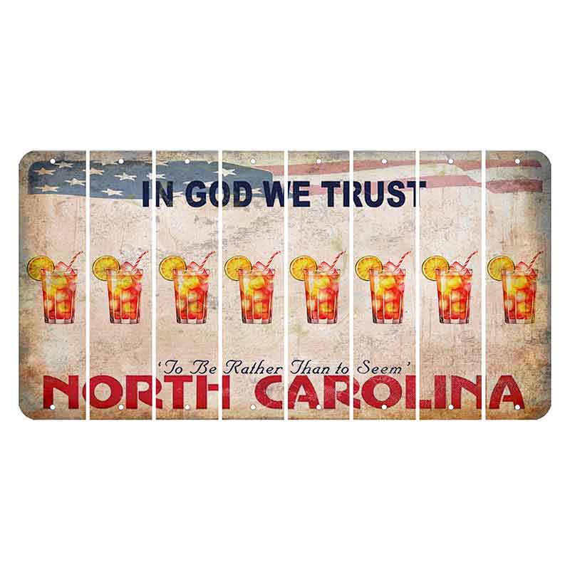 North Carolina In God We Trust Cut License Plate Strips (Set of 8) Cocktail