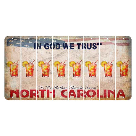 North Carolina In God We Trust Cut License Plate Strips (Set of 8) Cocktail