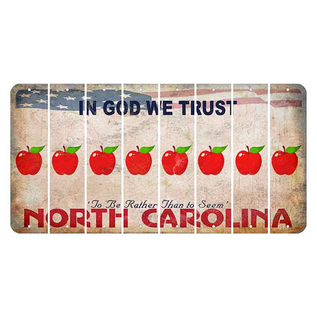 North Carolina In God We Trust Cut License Plate Strips (Set of 8) Apple