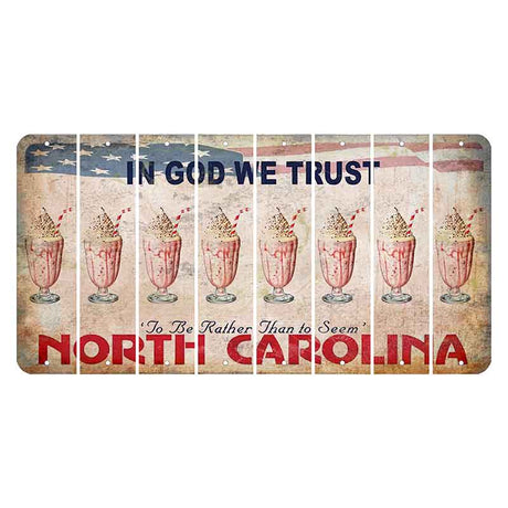 North Carolina In God We Trust Cut License Plate Strips (Set of 8) Milkshake