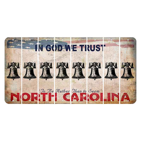 North Carolina In God We Trust Cut License Plate Strips (Set of 8) Liberty Bell