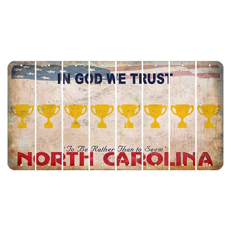 North Carolina In God We Trust Cut License Plate Strips (Set of 8) Trophy