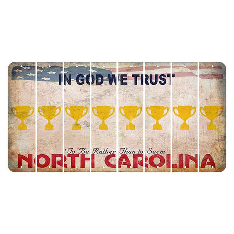 North Carolina In God We Trust Cut License Plate Strips (Set of 8) Trophy