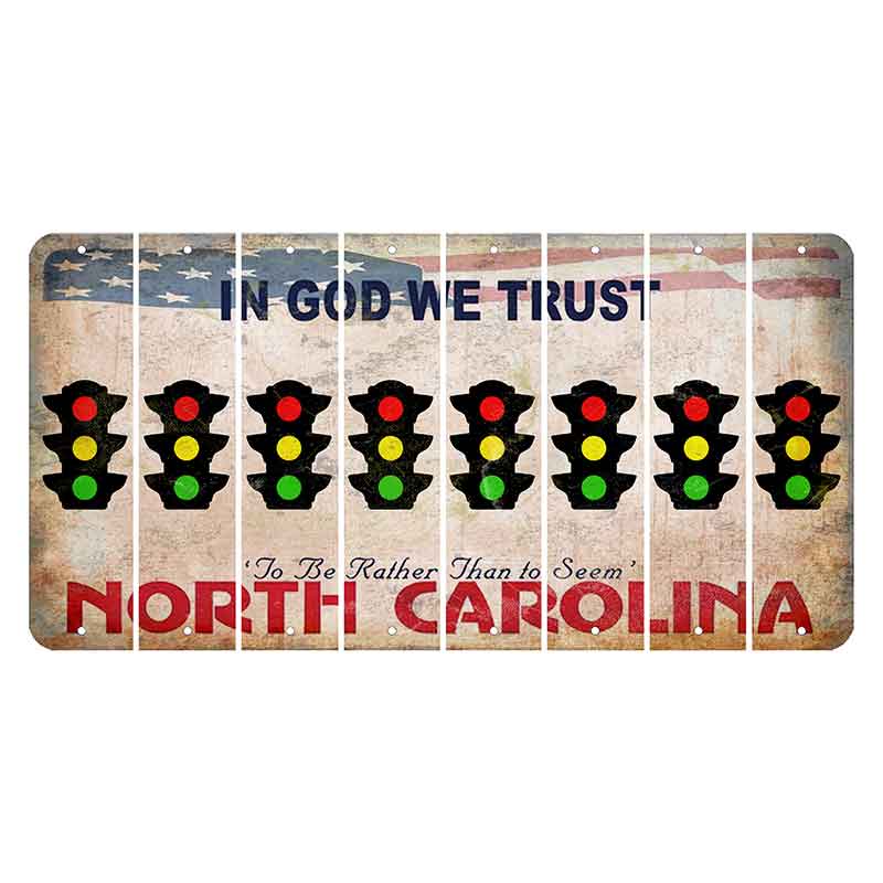 North Carolina In God We Trust Cut License Plate Strips (Set of 8) Traffic Light