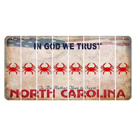 North Carolina In God We Trust Cut License Plate Strips (Set of 8) Crab