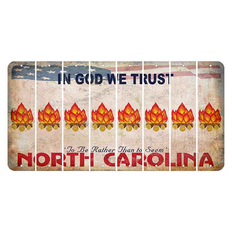 North Carolina In God We Trust Cut License Plate Strips (Set of 8) Campfire