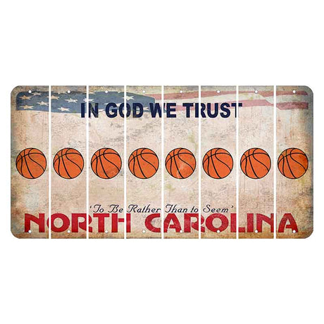 North Carolina In God We Trust Cut License Plate Strips (Set of 8) Basketball