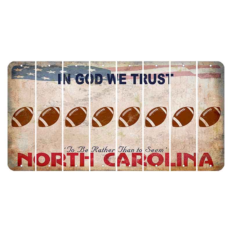 North Carolina In God We Trust Cut License Plate Strips (Set of 8) Football