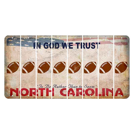 North Carolina In God We Trust Cut License Plate Strips (Set of 8) Football