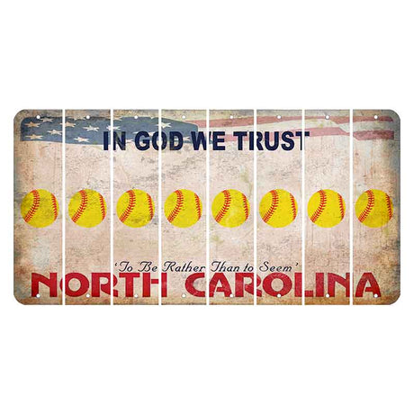 North Carolina In God We Trust Cut License Plate Strips (Set of 8) Softball