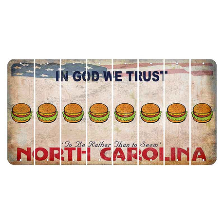 North Carolina In God We Trust Cut License Plate Strips (Set of 8) Hamburger