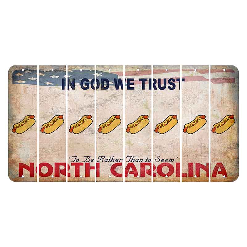 North Carolina In God We Trust Cut License Plate Strips (Set of 8) Hotdog