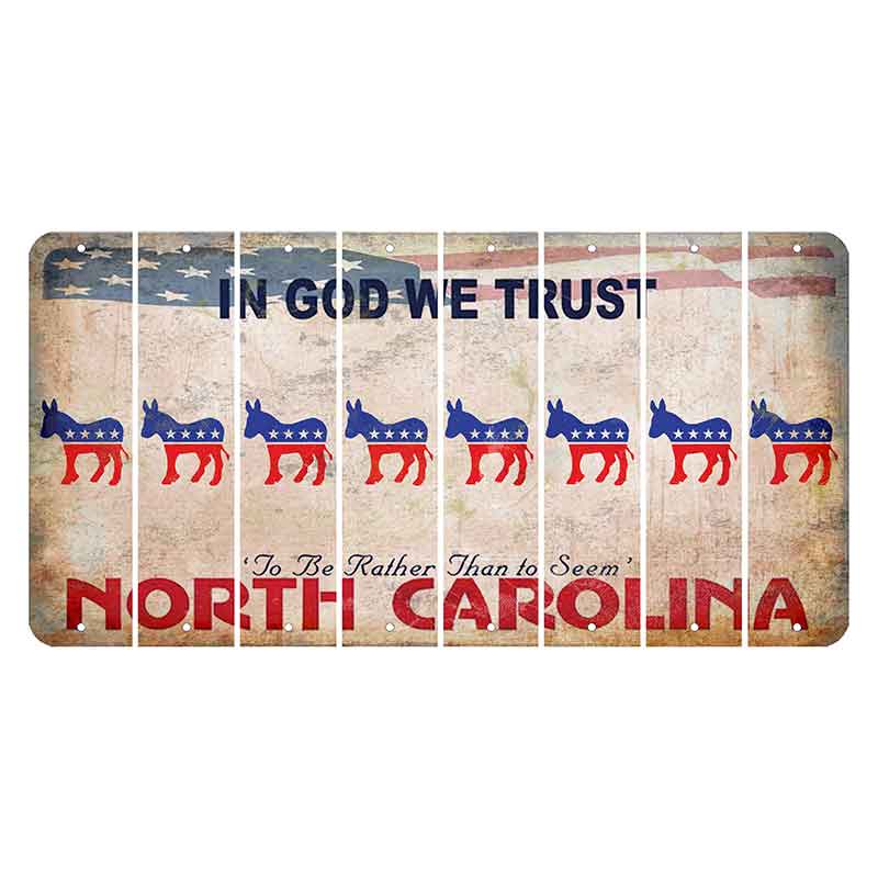 North Carolina In God We Trust Cut License Plate Strips (Set of 8) Democrat