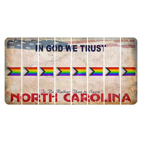 North Carolina In God We Trust Cut License Plate Strips (Set of 8) LGBTQ Flag