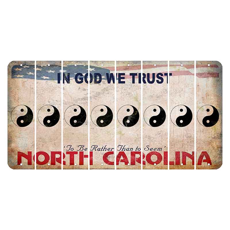 North Carolina In God We Trust Cut License Plate Strips (Set of 8) Yin Yang