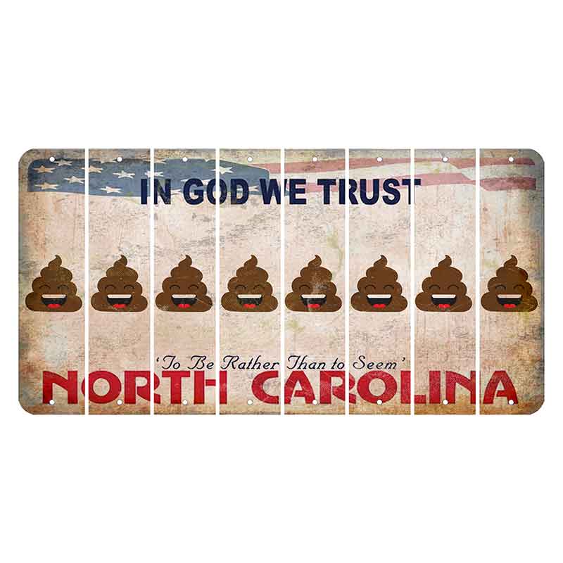 North Carolina In God We Trust Cut License Plate Strips (Set of 8) Emoji - Poop