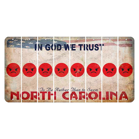 North Carolina In God We Trust Cut License Plate Strips (Set of 8) Emoji - Angry