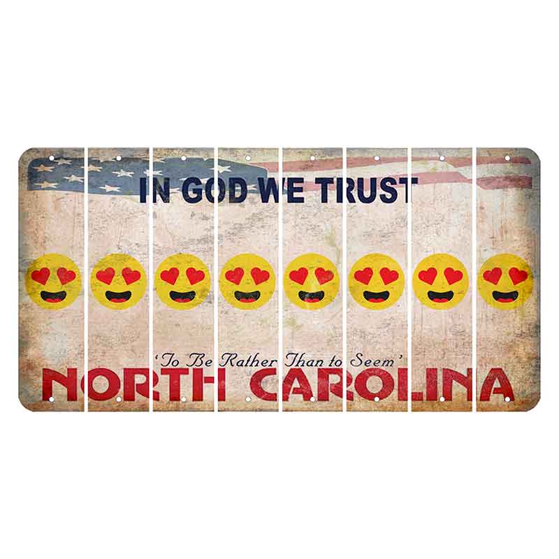 North Carolina In God We Trust Cut License Plate Strips (Set of 8) Emoji - Heart Eyes