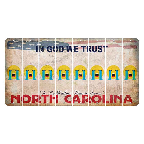 North Carolina In God We Trust Cut License Plate Strips (Set of 8) Emoji - Crying