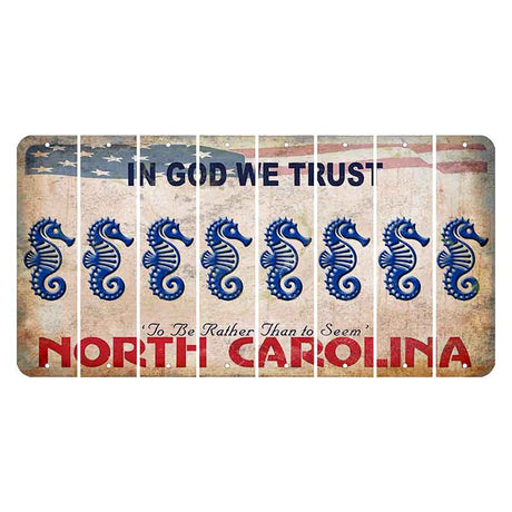 North Carolina In God We Trust Cut License Plate Strips (Set of 8) Seahorse