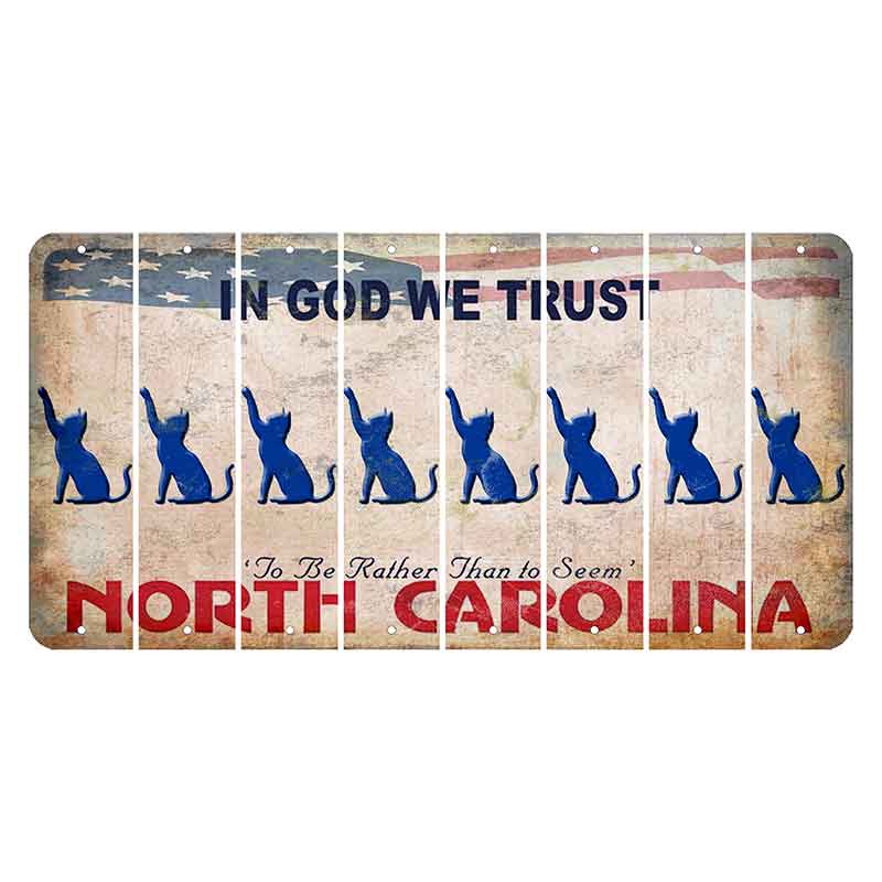 North Carolina In God We Trust Cut License Plate Strips (Set of 8) Cat