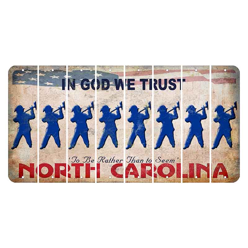 North Carolina In God We Trust Cut License Plate Strips (Set of 8) Fireman with Axe