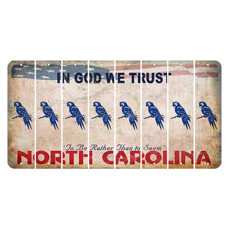 North Carolina In God We Trust Cut License Plate Strips (Set of 8) Parrot