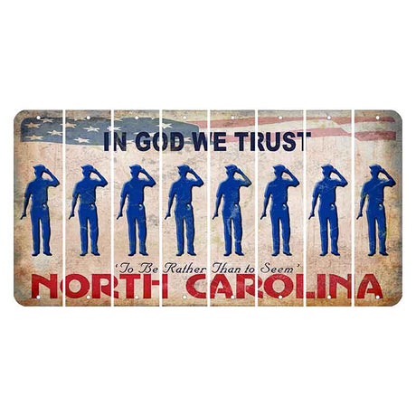 North Carolina In God We Trust Cut License Plate Strips (Set of 8) Police Officer