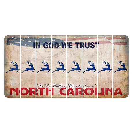 North Carolina In God We Trust Cut License Plate Strips (Set of 8) Reindeer