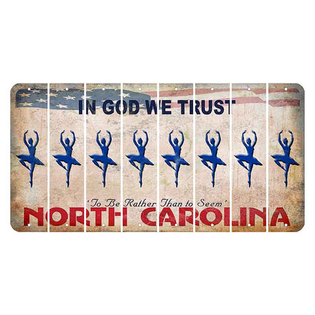 North Carolina In God We Trust Cut License Plate Strips (Set of 8) Ballerina Dancer