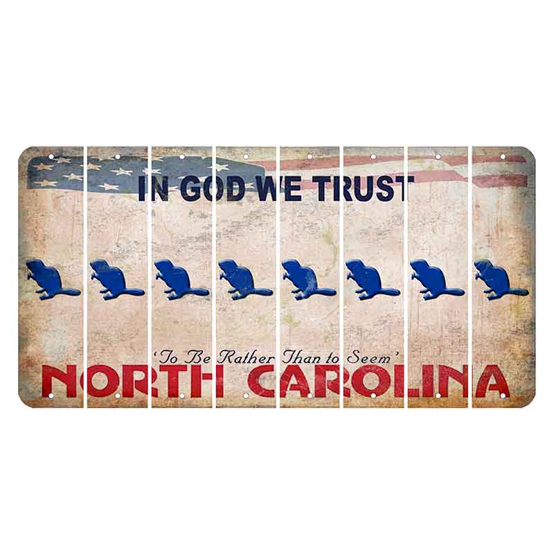 North Carolina In God We Trust Cut License Plate Strips (Set of 8) Beaver