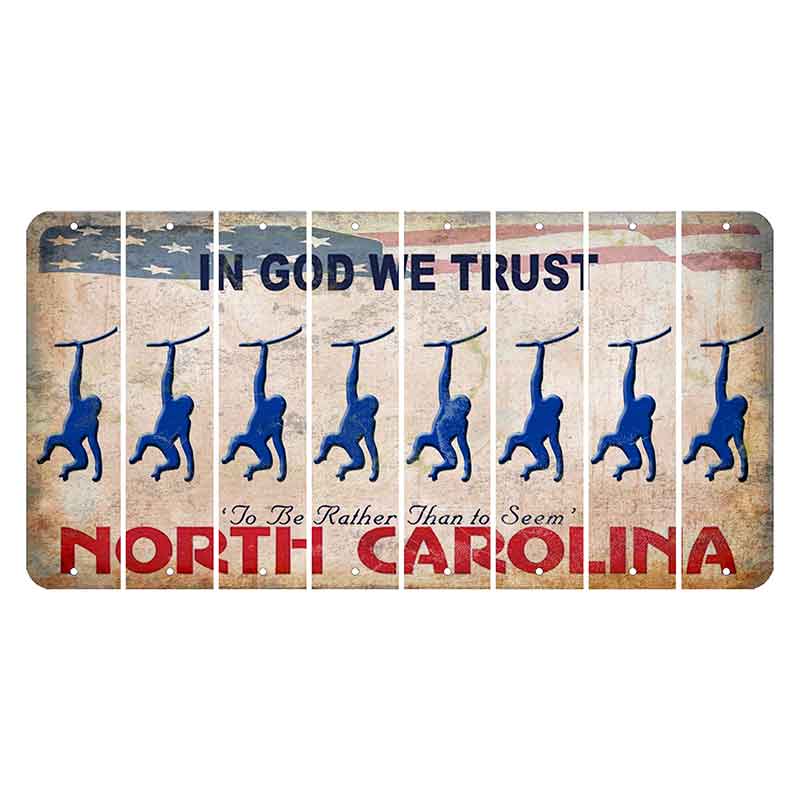 North Carolina In God We Trust Cut License Plate Strips (Set of 8) Monkey