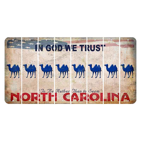 North Carolina In God We Trust Cut License Plate Strips (Set of 8) Camel