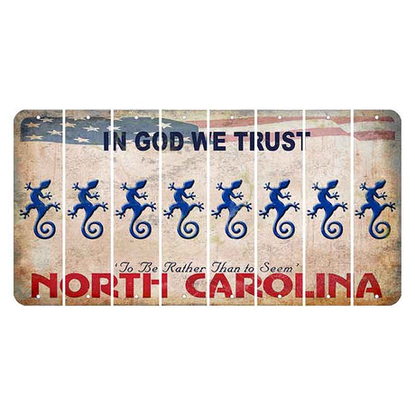 North Carolina In God We Trust Cut License Plate Strips (Set of 8) Gecko