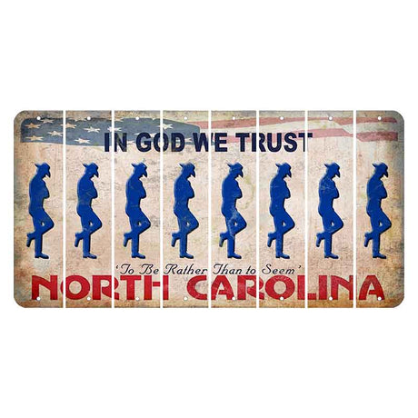 North Carolina In God We Trust Cut License Plate Strips (Set of 8) Cowboy - Leaning