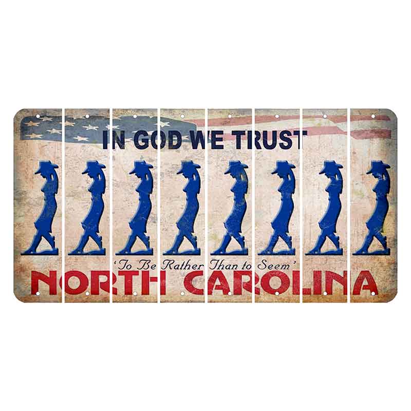 North Carolina In God We Trust Cut License Plate Strips (Set of 8) Cowgirl - Leaning