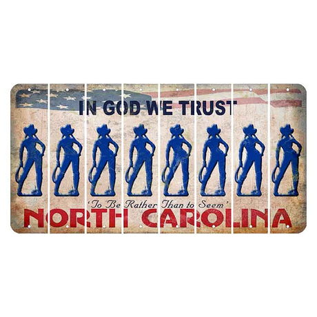 North Carolina In God We Trust Cut License Plate Strips (Set of 8) Cowgirl