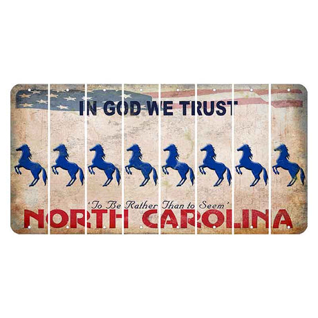 North Carolina In God We Trust Cut License Plate Strips (Set of 8) Horse