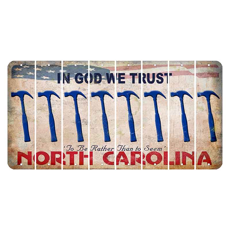 North Carolina In God We Trust Cut License Plate Strips (Set of 8) Hammer