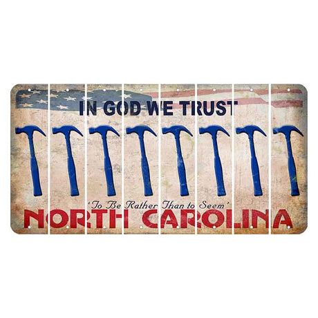 North Carolina In God We Trust Cut License Plate Strips (Set of 8) Hammer